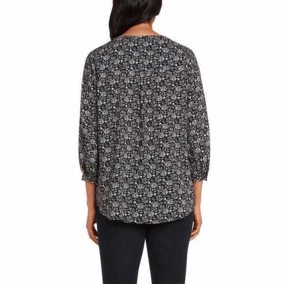 NWT Matty M Women 3/4 Sleeve Tie Front Top Black Floral Size L $50 1HL314 - Picture 2 of 3